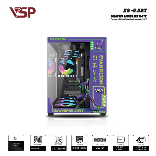 Vỏ Case máy tính VSP X2 - G.ART Đen