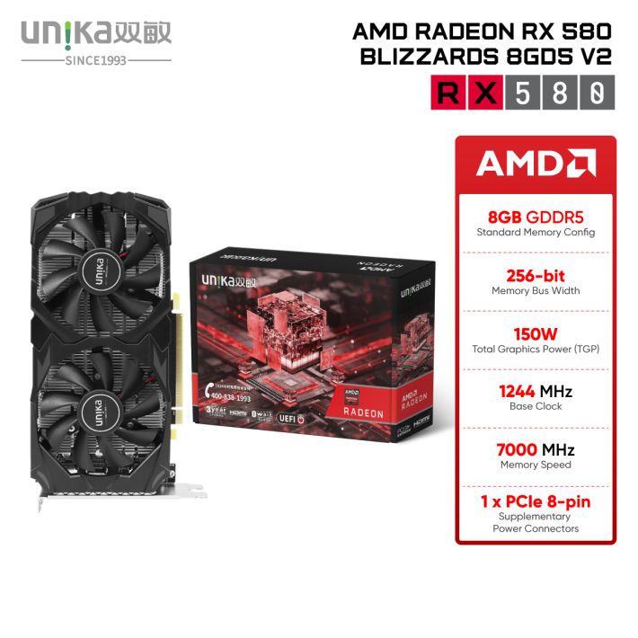 UNIKA RADEON RX 580 BLIZZARDS 8GD5 V2 - Black