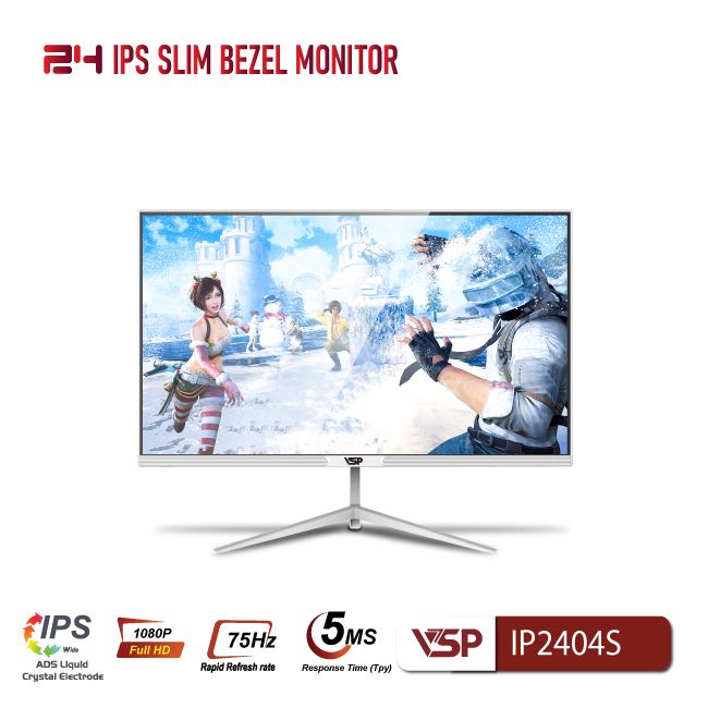 Màn hình VSP IPS Thinking 24inch tràn viền IP2404S - Trắng