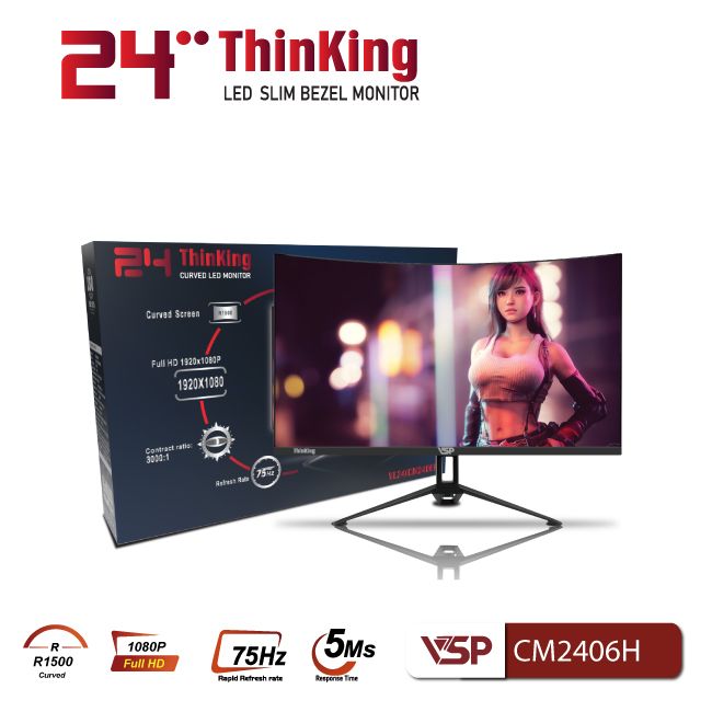 Màn hình cong VSP LED 24inch VL24(CM2406H) Full HD - Đen