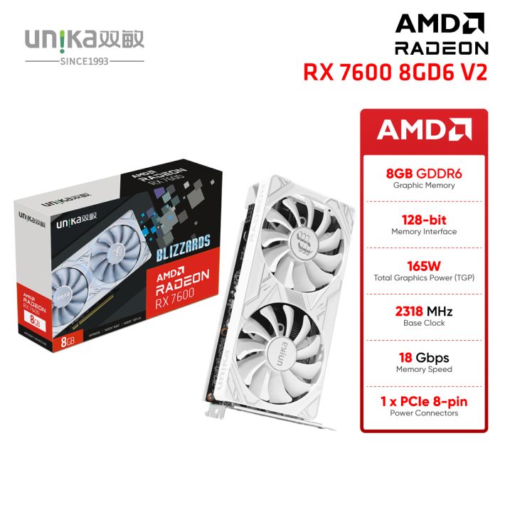 UNIKA AMD RADEON RX 7600 8GD6 V2 - White 
