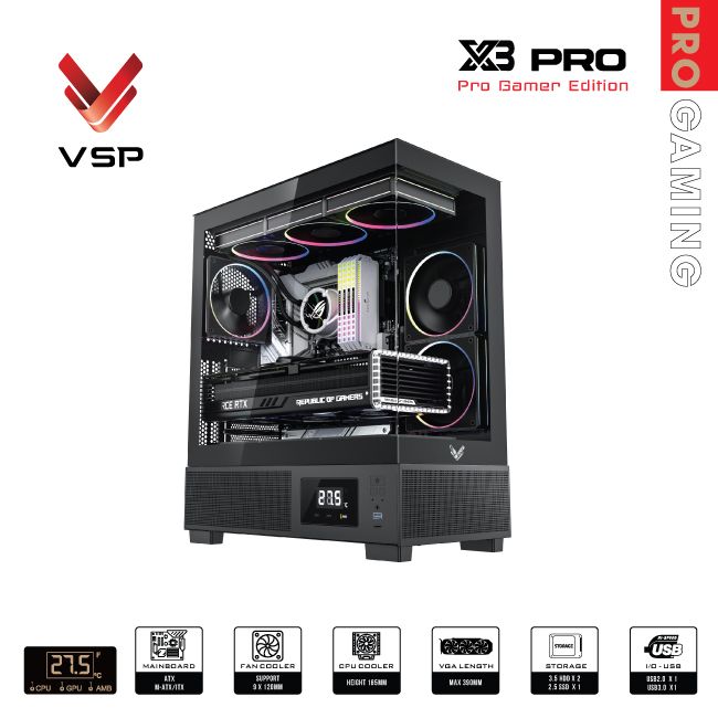 Vỏ case máy tính Pro gamer edition X3 Pro monitor 