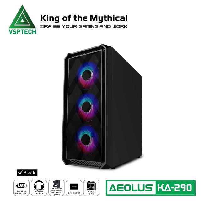 Vỏ Case Máy Tính Gaming VSPTECH KA290 - Đen