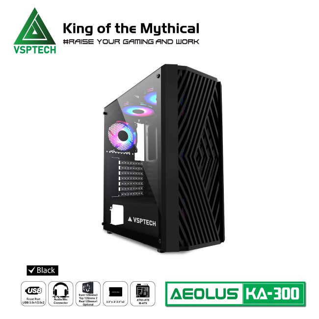 Vỏ Case Máy Tính Gaming VSPTECH KA300 - Đen