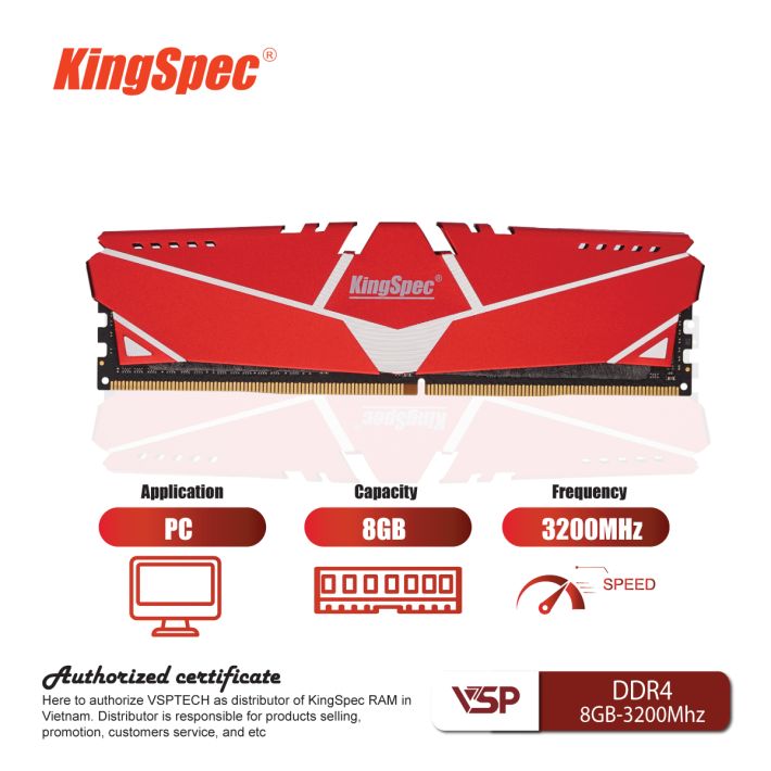 Ram PC KingSpec DDR4 8Gb - 3200MHz