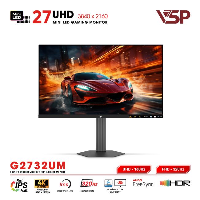 Màn hình VSP Mini-Led Vision Pro G2732UM (27inch/4K UHD160Hz - FHD320Hz/1ms/Adpter Sync)