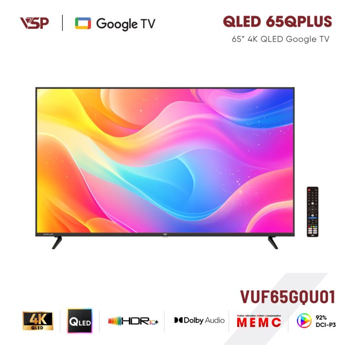 VSP Smart TV 65 inch Q-PLUS Series (4K QLED / Google TV / HDR10+ / MEMC / DVB-T2)