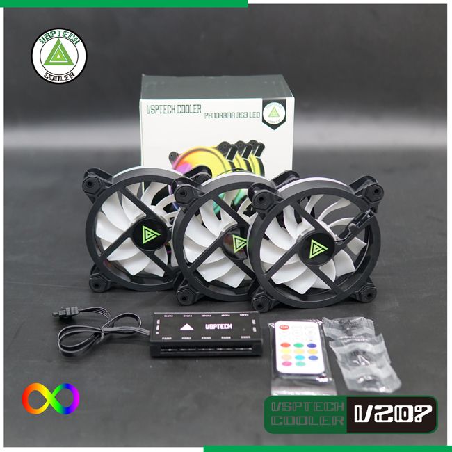 Quạt tản nhiệt VSPTECH COOLER Bộ 3 fan + hub Led ARGB V207