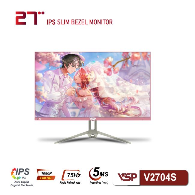Màn hình phẳng LED mỏng tràn viền VSP V2704S (27inch / FHD / IPS / 75Hz / 5ms)