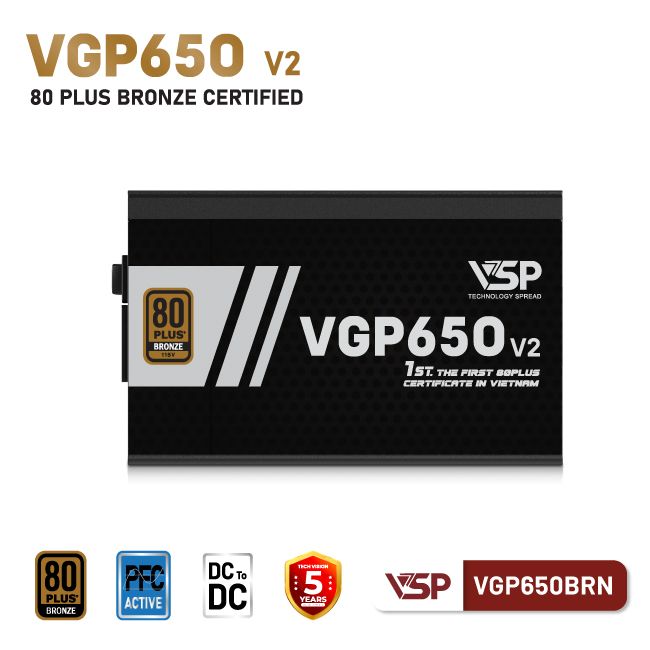 BỘ NGUỒN VSP VGP650BRN V2 - 80PLUS BRONZE - 650W 