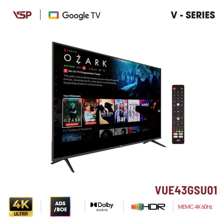 VSP Smart TV 43 inch V Series (4K / QLED / Google TV / HDR / MEMC / DVB-T2)