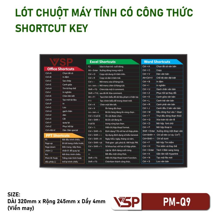 Padmouse đa nhiệm 32x24.4cm  SHORTCUT KEY