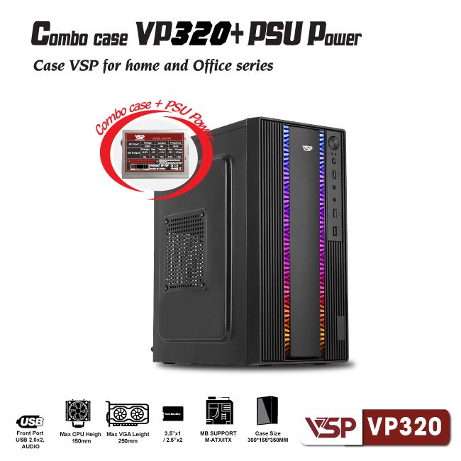 Combo Vỏ Case Máy Tính VSP + Nguồn 200W - VP320