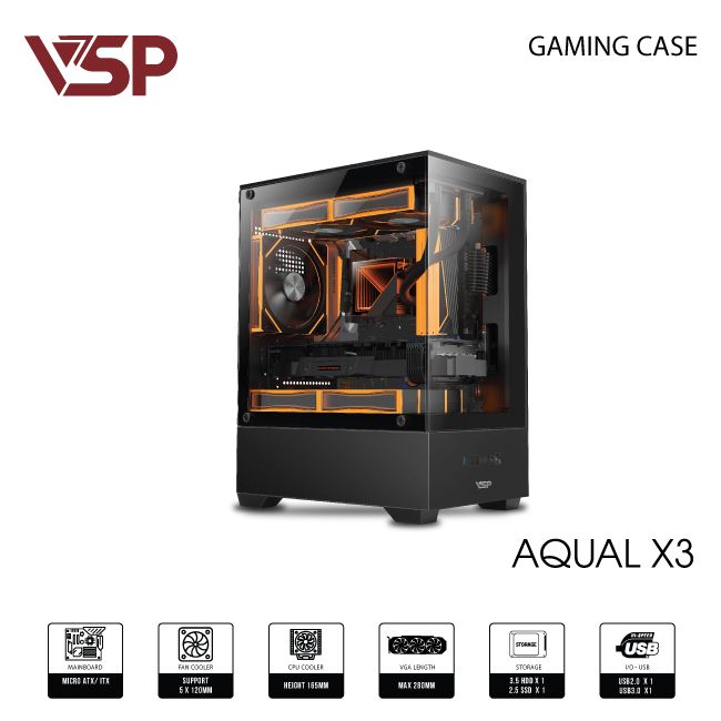 VỎ CASE MÁY TÍNH AQUAL X3 ĐEN