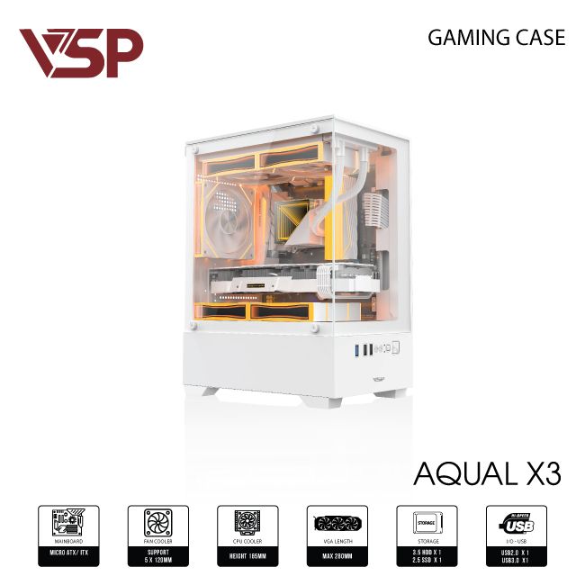 VỎ CASE MÁY TÍNH AQUAL X3 TRẮNG