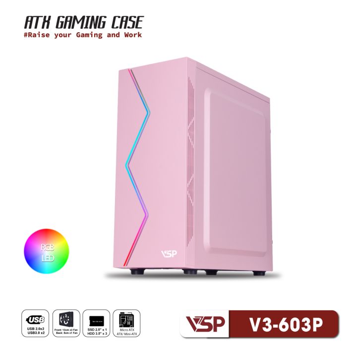 Vỏ Case Máy Tính VSP V3-603P - Hồng