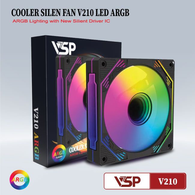QUẠT TẢN NHIỆT COOLER SILEN V210 LED ARGB BLACK