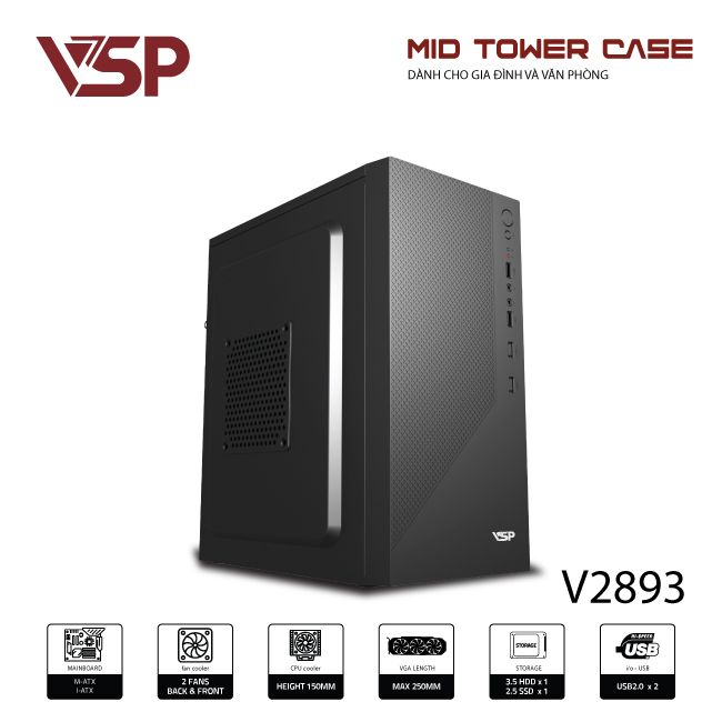 Case văn phòng VSP V2893 (M-ATX/I-ATX)