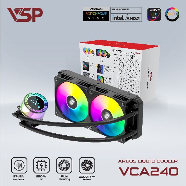 Tản nhiệt nước VSP Argos Liquid Cooler VCA-240 Đen