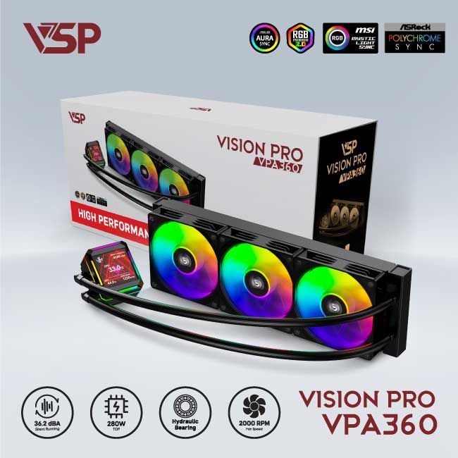 Tản Nhiệt Nước AIO VSP Vision Pro VPA-360 Đen