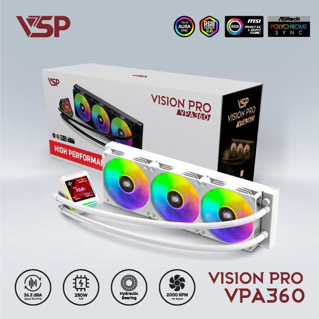 Tản Nhiệt Nước AIO VSP Vision Pro VPA-360 Trắng