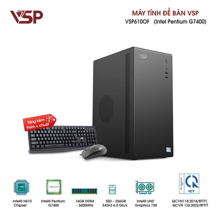 Máy tính để bàn thương hiệu VSP VSP610OF (CPU Intel Pentium Gold G7400)