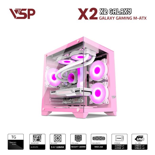 VỎ CASE MÁY TÍNH AQUANAUT X2 GALAXY - HỒNG 