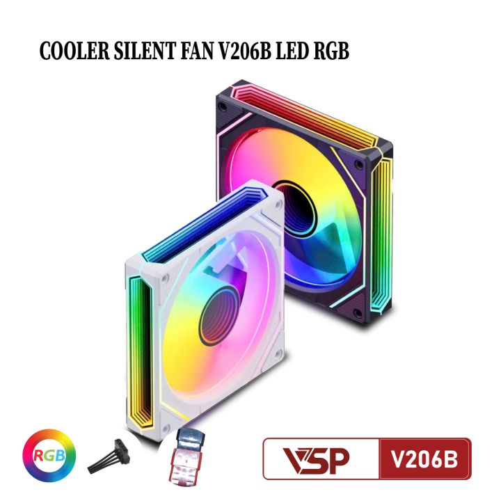 QUẠT TẢN NHIỆT COOLER SILENT FAN V206B LED RGB - TRẮNG