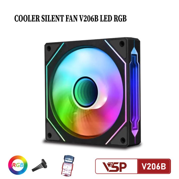 QUẠT TẢN NHIỆT COOLER SILENT FAN V206B LED RGB - ĐEN