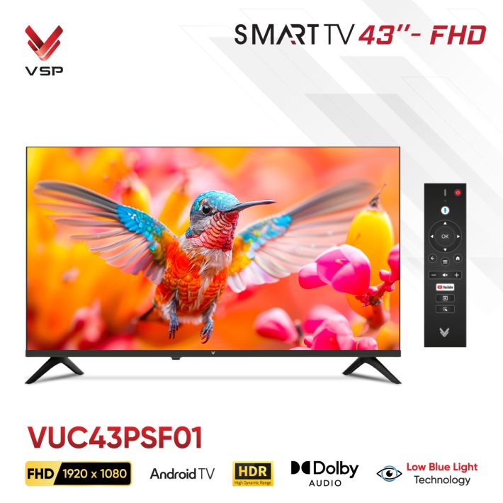 VSP Android Tivi VUC43PSF01 (43inch / FHD / 60Hz / A53 4Core / 1GB+8GB / DVB-T/T2/C)