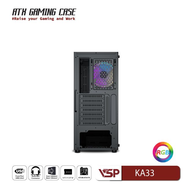 VỎ CASE MÁY TÍNH VSP GAMING KA33 - ĐEN