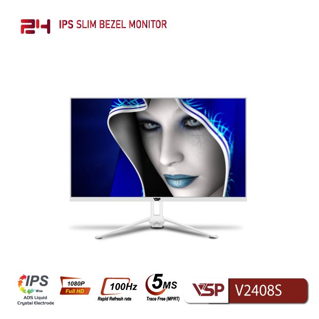 Màn hình phẳng LED mỏng tràn viền VSP V2408S (23.8