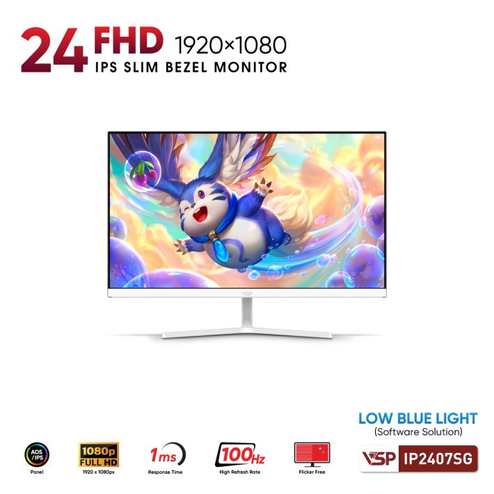 Màn hình VSP IP2407SG White (23.8inch / IPS / FHD / 100Hz / 1ms / FreeSync)