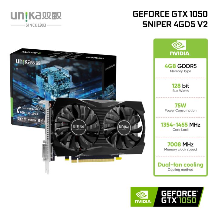 VGA UNIKA GeForce GTX 1050 Sniper 4GD5 V2 (4GB GDDR5)