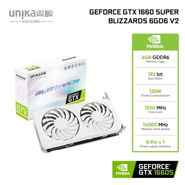 VGA UNIKA GeForce GTX 1660 SUPER Blizzards 6GD6 V2 White (6GB GDDR6)
