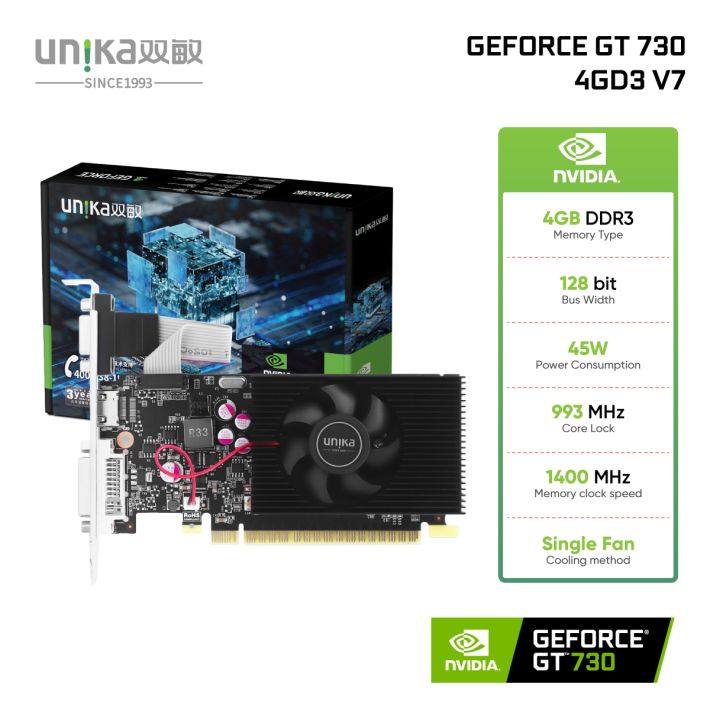 VGA UNIKA GeForce GT 730 4GD3 V7 (4GB DDR3, 128-bit)