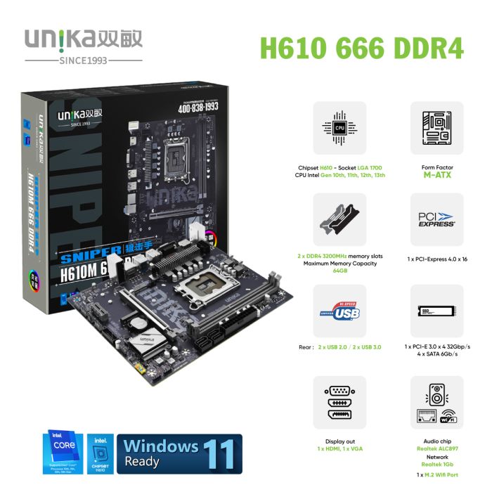 Mainboard UNIKA UN-H610M 666 DDR4 Sniper