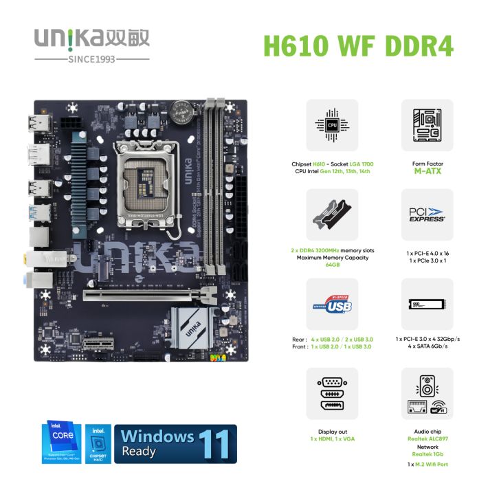Mainboard UNIKA UN-H610M WF DDR4 Sniper