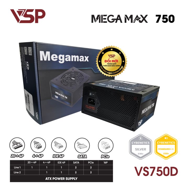 Bộ nguồn máy tính ATX VSP MEGAMAX VS750D - 750W