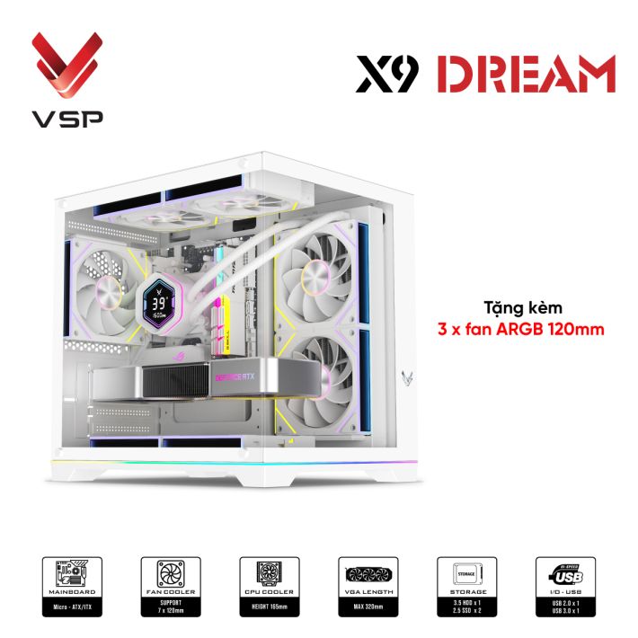 Vỏ Case VSP X9 Dream White (Sẵn 3 Fan)